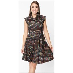 Unique Vintage Rainbow Dots Fit And Flare Dress Plus Size 3X 20 Retro Pin Up‎